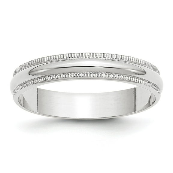 10k White Gold 4mm Lightweight Milgrain Half Round Wedding Band Size 10