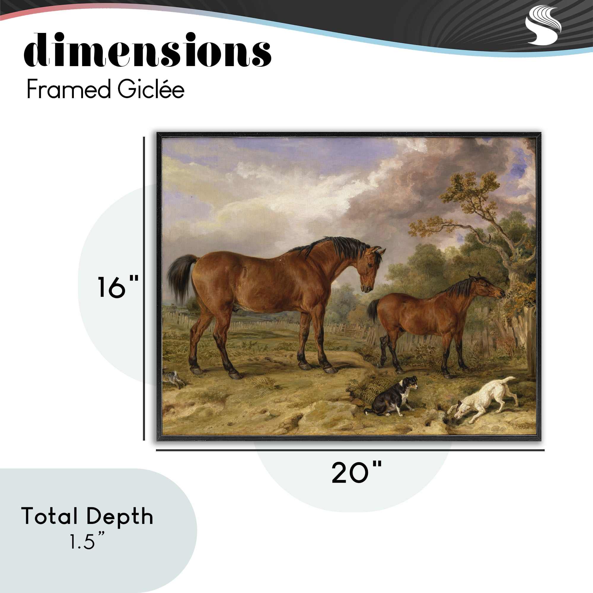 Stupell Industries Classic Portrait of Horses Black Framed Giclee Art, design by Tina LeCour