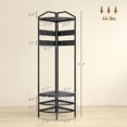 thumbnail image 2 of Black Corner Hall Tree, 8 Movable Hooks 2-Tier Shoe Rack 2 Storage Shelves, Industrial Particle Board Steel Hall Tree, Space-Saving Entryway Organizer for Small Apartments, 2 of 7