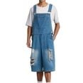 thumbnail image 4 of QHFBli Mens Relaxed Fit Cargo Jeans for Work & Outdoor Mens Style Distressed Denim Overalls with Adjustable Suspenders and Ripped Detailing for a Light Blue S, 4 of 8