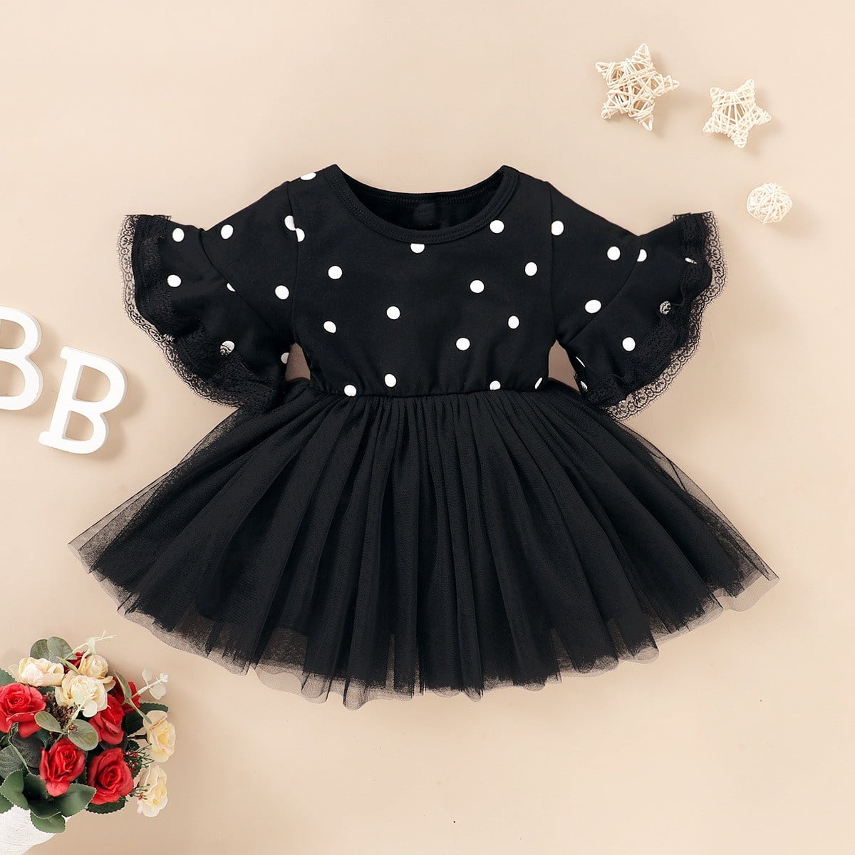 Pudcoco Infant Kids Black Dress Baby Boys Girls Polka Dot Dress Mini Cute Bowknot Strap Sleeveless Halter Dress Black