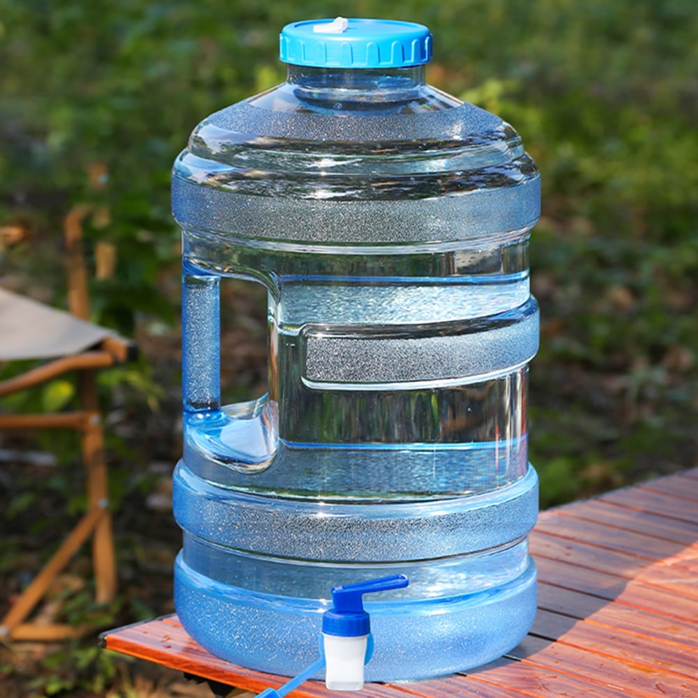 HBASD Pure Water Bucket with Spigot - 5 gal Portable Jug with Handle - Large Capacity Camping Water Storage for Outdoor Hiking (Blue)