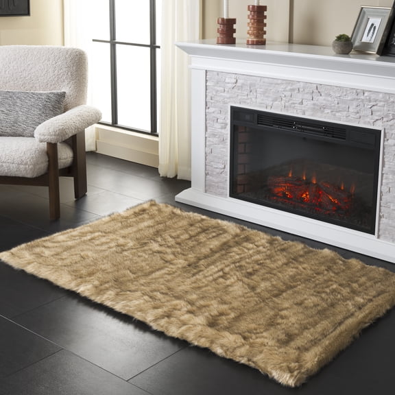 Safavieh Faux Sheep Skin Dionne Solid Area Rug, Light Gray/Black, 3' x 5'