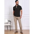 thumbnail image 2 of DARING DIVA Men's Contrast Trim Short Sleeve Button Closure Polo Shirts M Black, 2 of 7