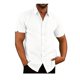 thumbnail image 3 of QUTETN Men's Casual Short Sleeve Linen Shirt - Solid Color Button- with Spread Collar, Lightweight & Breathable for Summer, Machine Washable, 3 of 4