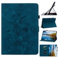 thumbnail image 3 of FJLBDE Case for iPad Mini 7 A17 Pro 2024/Mini 6 2021 8.3 Inch 7th/6th Gen, Embossed Flower Leather Flip Wallet Folio Stand Cover, Blue, 3 of 7