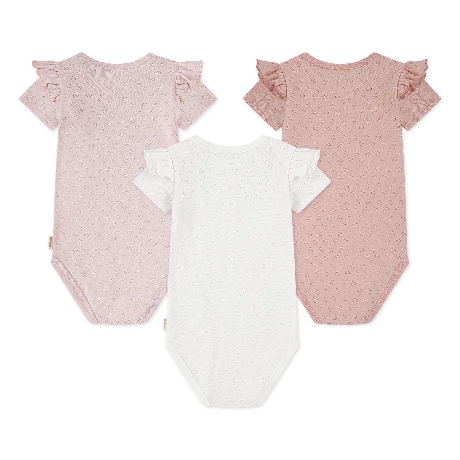 Huggies Baby Girls 3 Pack Organic Cotton Bodysuits, Sizes NB-9M