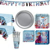 Frozen 2 Basic Kids Birthday Party Supplies for 16 Guests, Includes Napkins, Plates, Cover, Cups, and Banner