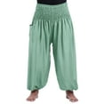thumbnail image 2 of Seyurigaoka Women's Harem Hippie Pants Baggy Boho Plus Size High Smocked Waist with Pockets Lounge Palazzo Trousers for Teen Girls, 2 of 9