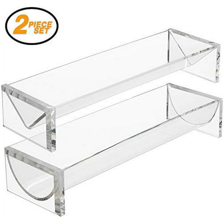 Srenta Clear Acrylic Rectangular Cracker Server and Holder Tray | Food Display Stand | Set of 2 Serving Trays for Countertop, HO