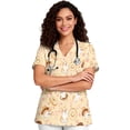 thumbnail image 3 of Chririnla Womens Scrubs Tops, V-Neck Breathable Scrub Tops Women Corgi Donut Print, 2 Pocket Stretch Fabric Scrubs for Women, Medical Nurse Shirt-S, 3 of 6