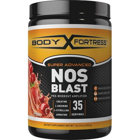 Body Fortress Super Advanced NOS Blast Powder, Fruit Punch, 35 Servings