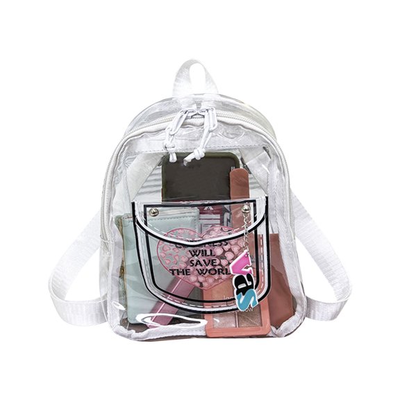 NSESSHome Clear Backpacks for School Large Clear Bookbag with Multi-Pockets PVC Transparent Backpack for College,Clear White