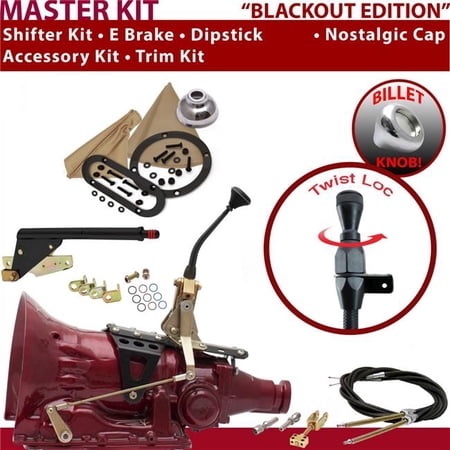 American Shifter TH350 Shifter Kit Black 8 in. E Brake Cable Trim Kit Dipstick for EE05C