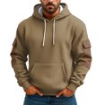 thumbnail image 2 of QHRMKOG Hoodies for Men Long Sleeve Sport Drawstring Hooded Sweatshirt with Pockets Autumn Essentials Warm Shirts Casual Pullover Tops Brown 2XL, 2 of 4