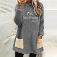 thumbnail image 2 of Penkiiy Women's Round- Neck And Winter Loose Solid Pocket Warm Long Sleeve Blouse Tops 2XL Dark Gray, 2 of 6