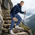 thumbnail image 2 of Mens Cargo Pants Casual Lightweight Elastic Waist Joggers Drawstring Baggy Comfy Workout Hiking Pants Multi Pockets Blue M, 2 of 9