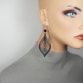 thumbnail image 3 of Beautiful Black Teardrop Thread Statement Earrings, Platinum Earwires, 3 of 4
