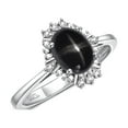 thumbnail image 4 of RYLOS Rings for Women Sterling Silver Ring with 7X5MM Oval Gemstone &  Sparkling Diamonds March Black Star Sapphire Jewelry Size 9, 4 of 7