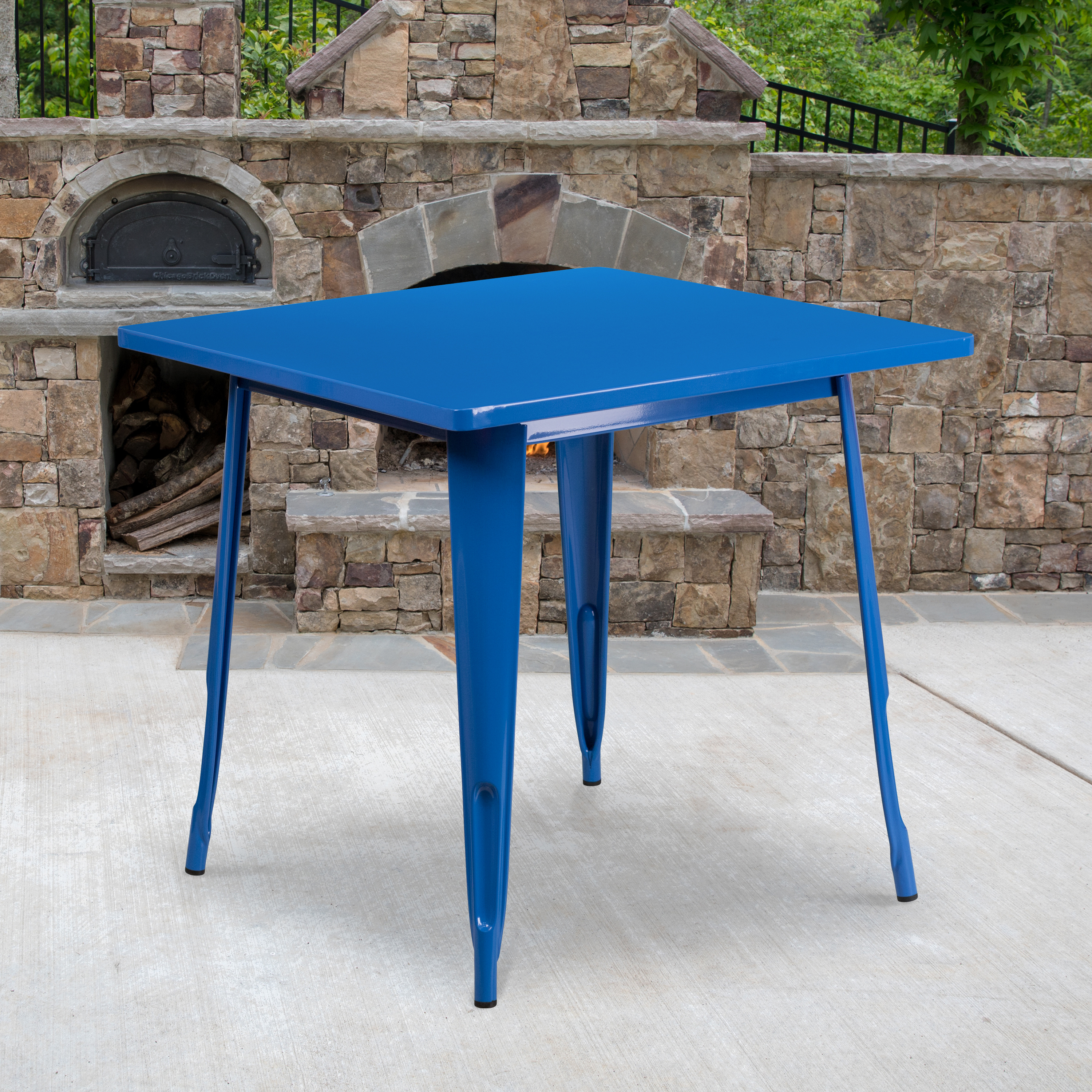 Flash Furniture Commercial Grade 31.5" Square Blue Metal Indoor-Outdoor Table - image 3 of 4