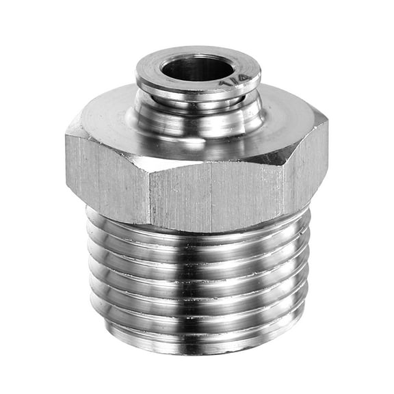 Uxcell Push to Connect Fittings 1/4" x 1/2" Thread Stainless Steel Straight Union