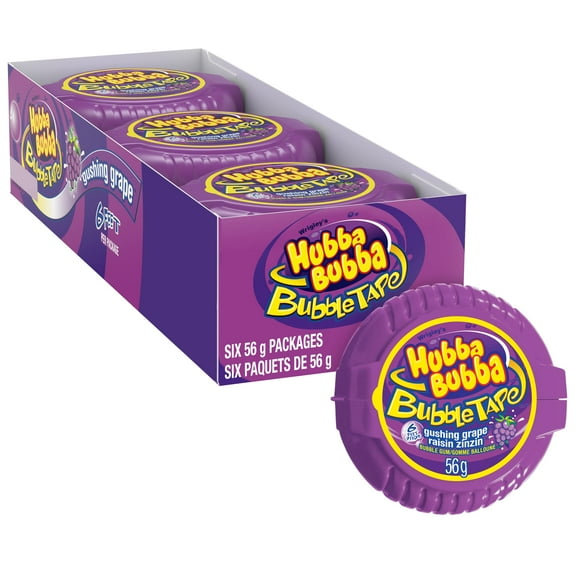 Hubba Bubba Bubble Tape, Gushing MDA05 Grape, 1.97 Ounce (Pack of 12)