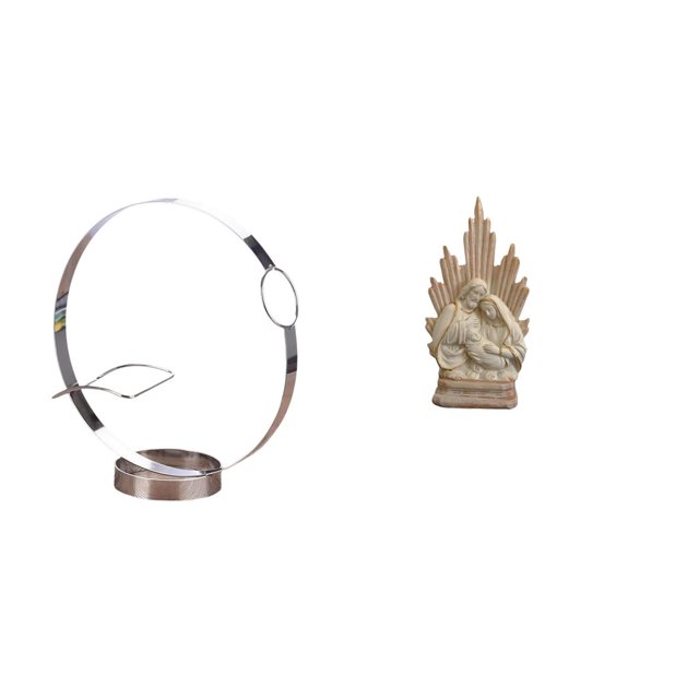 Portabotellas de vino,Soporte para botellas de vino,soporte para botellas de vino,estante de hierro,Estatua católica,Colección de figuritas de la Sagrada Familia,Escultura católica de la