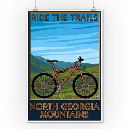North Georgia Mountains - Mountain Bike Scene - Ride the Trails - Lantern Press Poster (9x12 Art Print, Wall Decor Travel