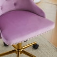 thumbnail image 5 of UBesGoo Armless Office Chair Flannel Computer Task Chair Adjustable Swivel Vanity Chair with Ergonomic Backrests and Wheels for Conference and Home Violet & Gold, 5 of 8
