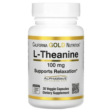 California Gold Nutrition L-Theanine, Featuring AlphaWave, 100 mg, 30 Veggie Capsules