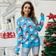 thumbnail image 5 of Abrigo de trinchlargo Suéter muñeco de nieve suéter Navidad mujer manga Navidad lindo feo suéter largo (Azul, S), 5 of 5