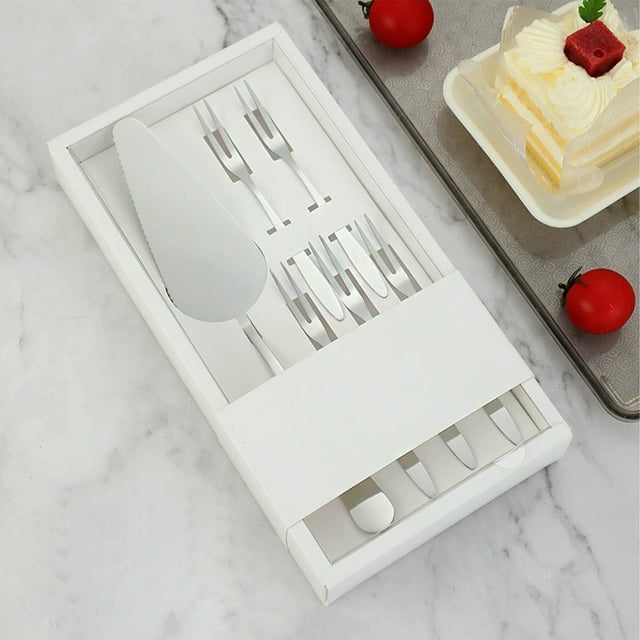 Fiudx Cuchillo para Pastel de Acero Inoxidable, Juego de Tenedores Ergonómicos, Acabado Pulido Espejo, Presentación Elegante de Postres, Perfecto para Fiestas, Hora Del Té, Cuchillo de 22,3 X 1,8 Cm,