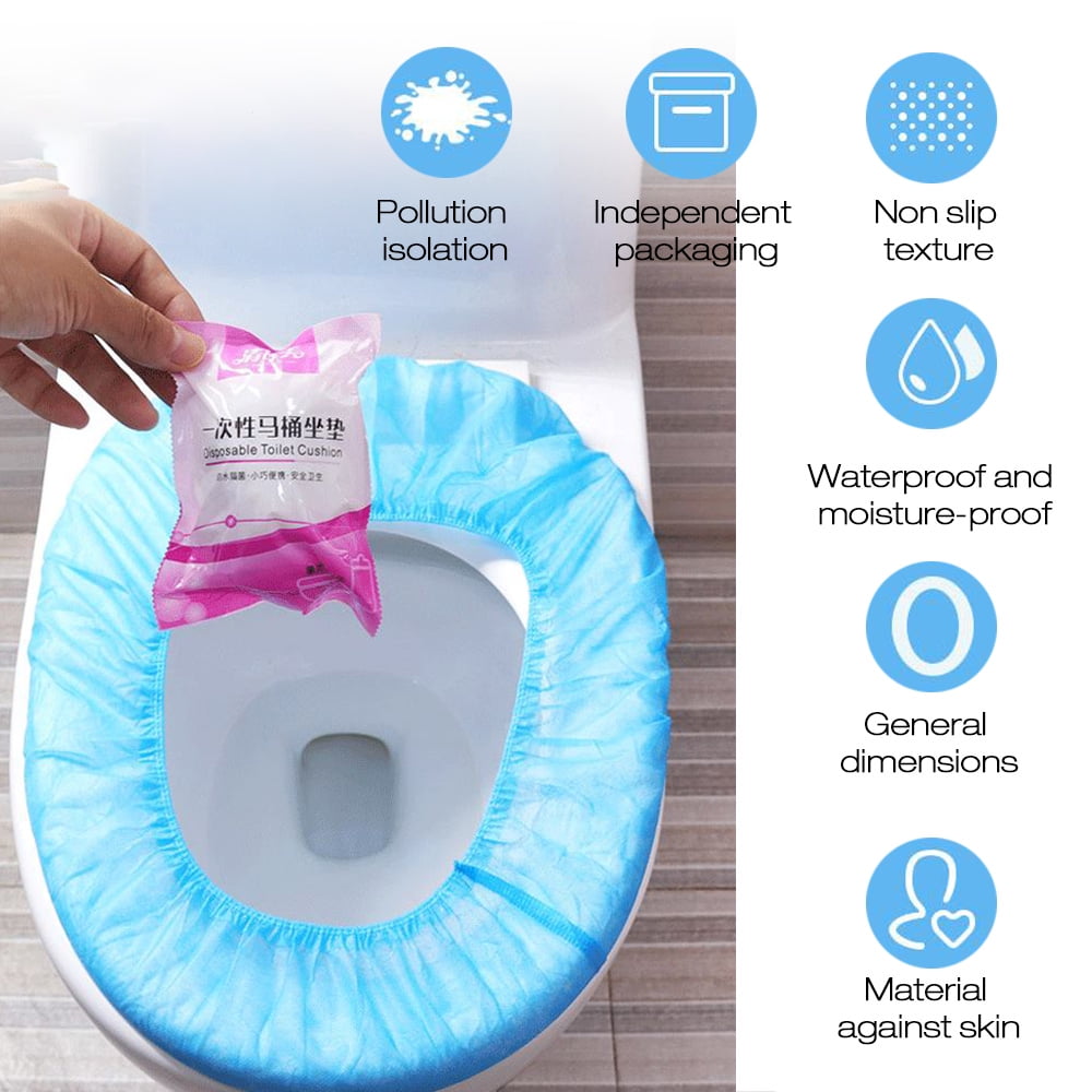 50pcs Biodegradable Disposable Plastic Toilet Seat Cover,Waterproof Portable Toilet Cushion,Independent Packaging