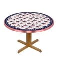 thumbnail image 3 of 4th of July Tablecloth Elastic Fitted Tablecloth Round Patriotic American Flag Tablecloth Washable Table Cover Reusable Memorial Day Tablecloth for Home Party Picnic Fit Table 40-44 inch, 3 of 8