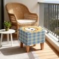 thumbnail image 4 of SCRAWLGOD Cat Plaid Print Beige Blue Square Ottoman Cover 13x13x15 inch Polyester Washable Ottoman Slipcovers Stretch Foot Stool Foot Rest Protector for Living Room Bedroom, 4 of 7