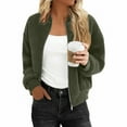 thumbnail image 3 of Dasayo Barn Coats for Women Fleece Bomber Green Motorcycle Crop Zip up Jacket Jackets for Women Trendy L, 3 of 7