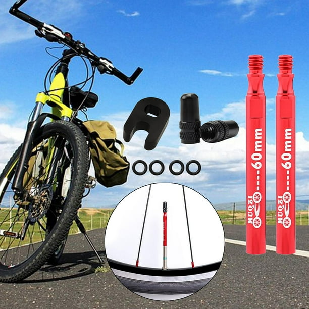 Bicicleta de de Aleación de Aluminio F / V Presta Válvula de Neumáticos Sin Cámara de Neumáticos Bicicleta de Carretera Herramientas de Pezó 2pcs rojo 60mm Baoblaze extensor de valor