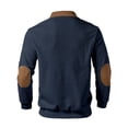 thumbnail image 4 of LWavelet Men's Ribbed Texture Color Block Quarter Zip Pullover - Collar & Elbow Patches Casual Fall Winter Top Navy XL, 4 of 5