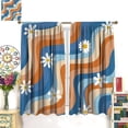 thumbnail image 2 of Retro 70s Curtains, Vintage Hippie 60s Abstract Flower Daisy Blue Orange Groovy Pastel Spiral Funky Colorful Print Window Curtains for Girls Bedroom Living Room 52x84in, 2 of 7