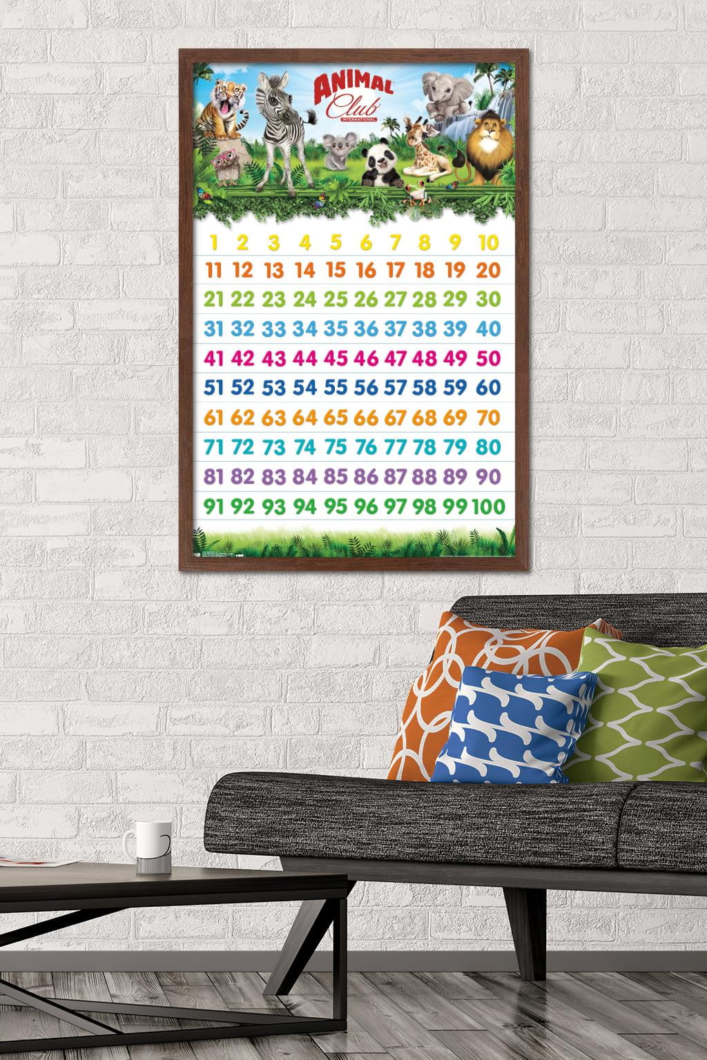 Animal Club - Numbers 123 Wall Poster, 22.375" x 34" Framed