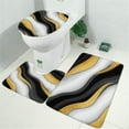 thumbnail image 2 of Black White Gold Wave Marble Pattern Bathroom Rugs Sets 3 Piece,Toilet Cover Set,Absorbent Non Slip Bathroom Mats Sets with U-Shaped Contour Rug Toilet Rug Set, 2 of 5