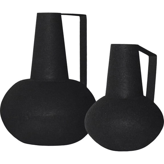 Renwil Monarda Modern Iron Metal Decorative Vase in Black (Set of 2)