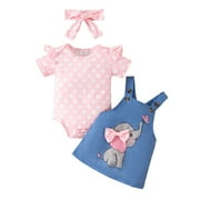Wxirdiow Baby Girl Summer Outfits Baby Girl Clothes Newborn Infant Outfit Ruffle Romper and Short Pants Clothing Sets for Summer Spring Pink Size,0-3 Months