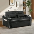 thumbnail image 2 of 1 multifunctional foldable sofa bed in 3 different lengths modern sofa upgraded suede fabric adjustable backrest with USB port ashtray and rotating telephone stand, 2 of 10