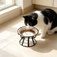 thumbnail image 6 of Elevated Ceramic Cat Bowl With Metal Stand Anti Tip Pet Food Water Bowl Cute Pattern Raised Feeding Dish For Small Medium Cats Dogs Prevent Neck Strain Indoor Pet Feeder, 6 of 6