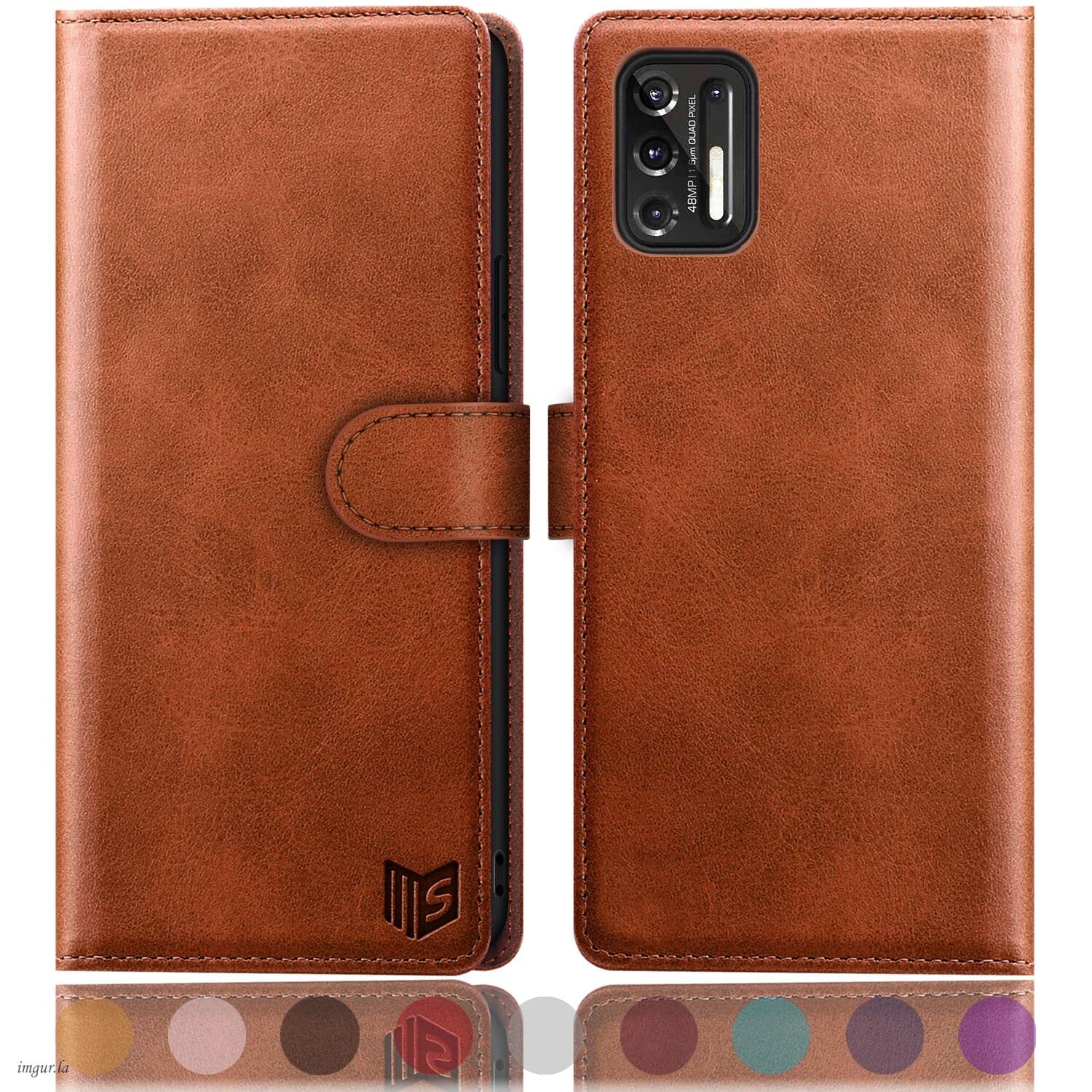 SUANPOT For Motorola Moto G Stylus 2021 Wallet Case with RFID Blocking Credit Card Holder,Light Brown