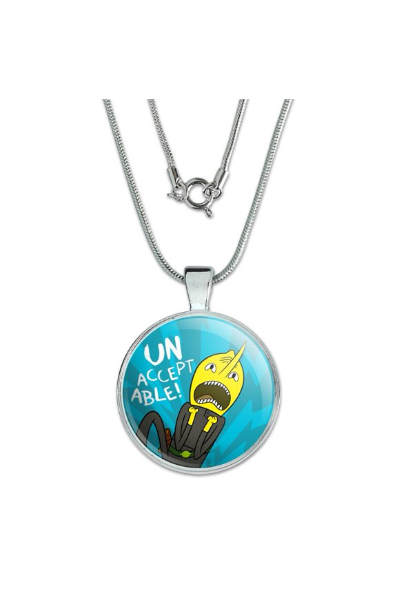 Adventure Time Lemongrab Unacceptable 1" Pendant with Sterling Silver Plated Chain