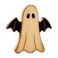 thumbnail image 2 of Aoznliie Halloween Decor, Hand Carved Wooden Ghost Ornament for Tabletop, 6x5 inch Cute Figurine for Indoor Display, White, 2 of 6