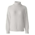 thumbnail image 4 of Arlun Womens Turtleneck Oversized Sweaters Knit Drop Shoulder Long Sleeve Pullovers Loose Fit Comfortable Solid Color Basic Sweater Tops White XL, 4 of 4