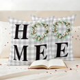 thumbnail image 2 of Outdoor Pillow Covers Spring Eucalyptus Leaf Wreath Home Quote Gray Plaid Waterproof Pillow Cases 16x16 Set of 2, Farm Cotton Leaves Throw Pillow Cover Pillowcase for Patio Balcony Couch Garden, 2 of 9